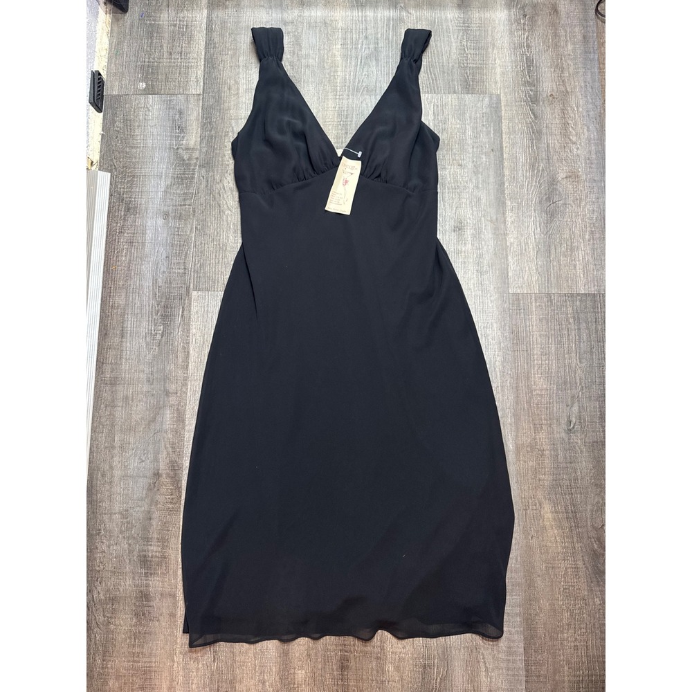 Romantique Inc Marie-Florence Grayber Black V-Neck Midi Dress NWT